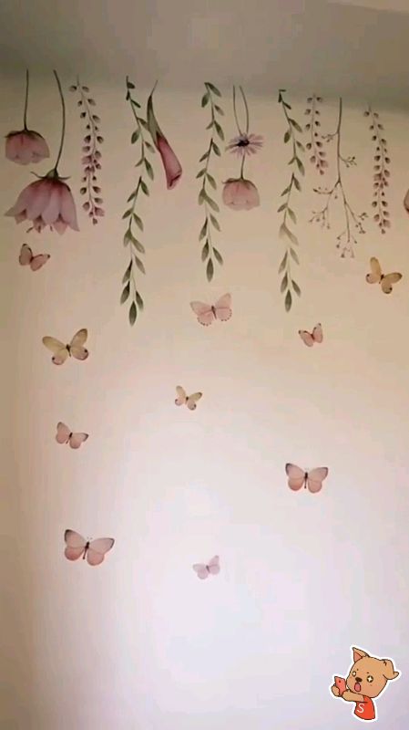 Adesivo de parede flores suspensa decoração quarto menina #adesivo #parede #decoracao #floral #menina