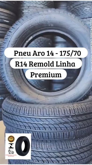 ￼Pneu Aro 14 - 175/70 R14 Remold Linha Premium Com Garantia Com Selo do Inmetro Pneu