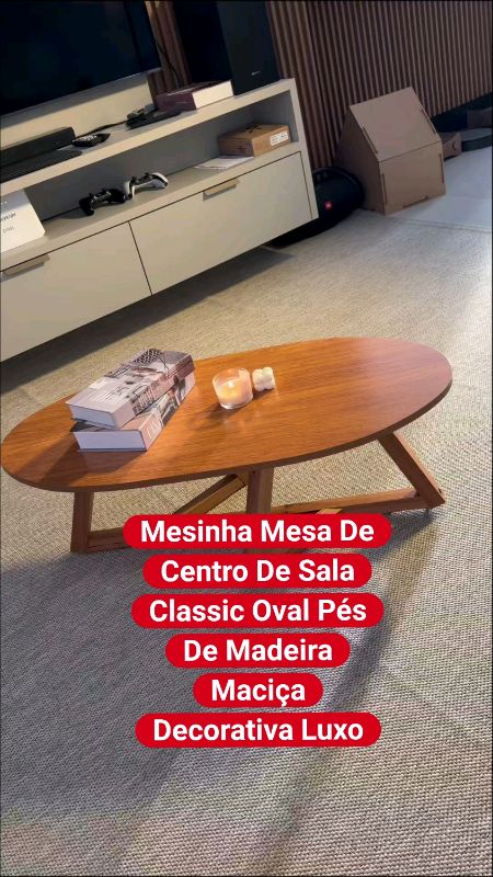 Mesinha Mesa De Centro De Sala Classic Oval Pés De Madeira Maciça Decorativa Luxo #mesadecentro #decoracaosala #moveis #mesaclassic #designinterior.
