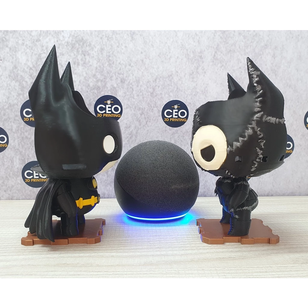 Suporte Alexa Echo Dot 4 e Echo Dot 5 - Batman Ou Mulher Gato - decoração criativa, música, som, stand de mesa Amazon