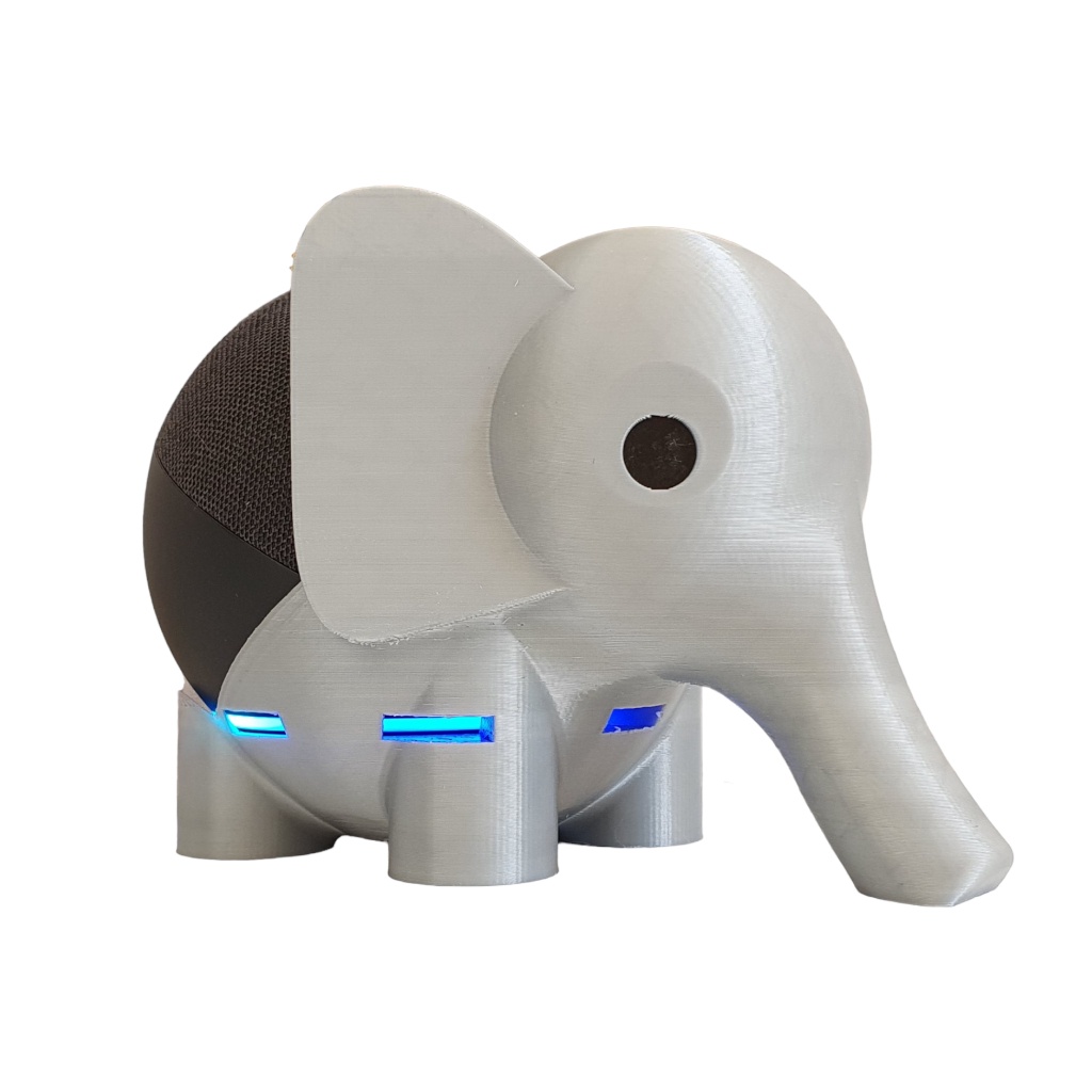 Suporte Alexa Echo Dot 4 ou Echo Dot 5 Elefante - Presente, decoração criativa, música, som, stand