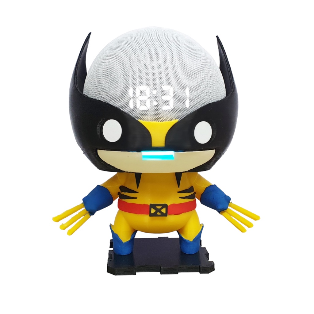 Suporte Alexa Echo Dot 4 e Echo Dot 5 Wolverine - Presente, decoração criativa, música, som, stand