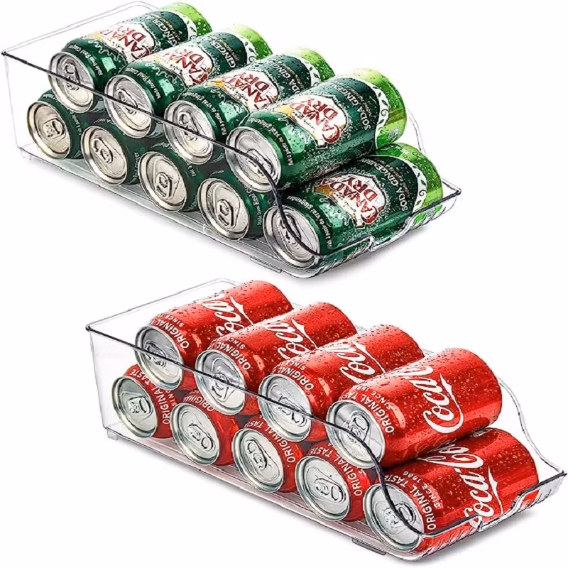 Kit 2 Organizador Porta Latas Geladeira Dispenser Acrilico Suporte Multiuso Armário Cozinha Dispensa