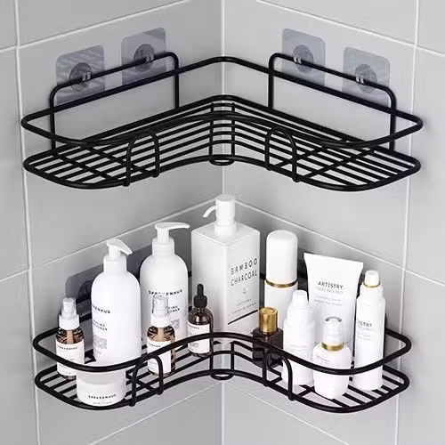 Produto 537- Kit 2 Prateleiras Suporte Com Alto Adesivos Para Parede Banheiro