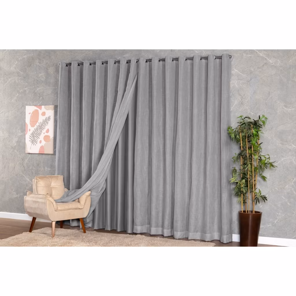 Produto 540- Cortina Voil Gase De Linho 3;00 x 2;50/2;80 C/forro Blackout Grosso Original