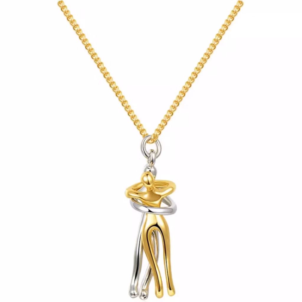 Colar com pingente Abraço banhado a ouro 18K