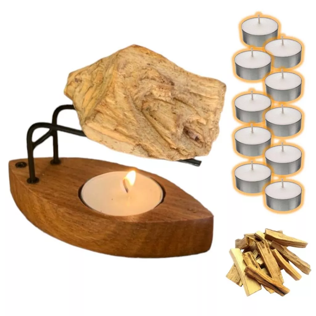 Incensário Queimador de palo santo + 10 velas rechô + 1Lasca