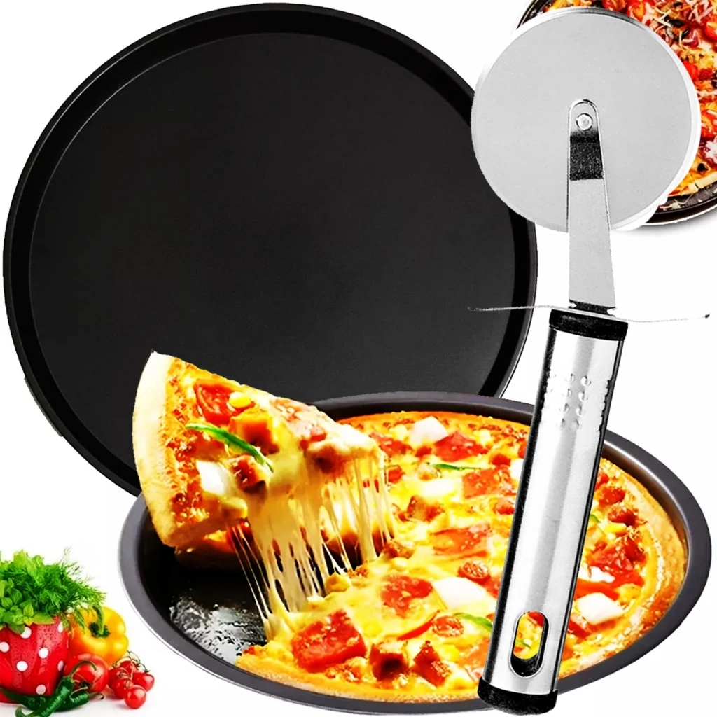 Conjunto Pizza 2 Peças Forma Assadeira 29cm Com Cortador de Inox