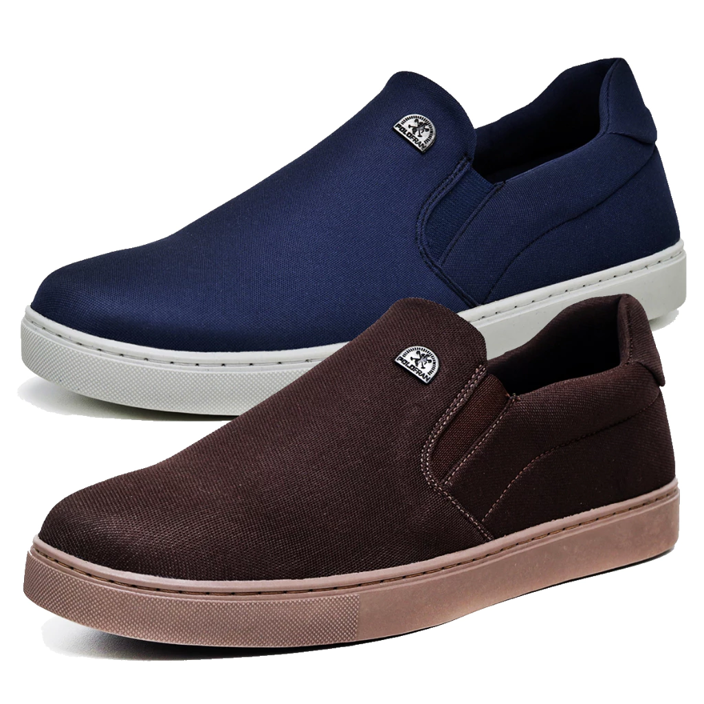 Kit 2 Tênis Masculino Sapatênis Slip On Sapatênis Casual Dia a Dia Confortável