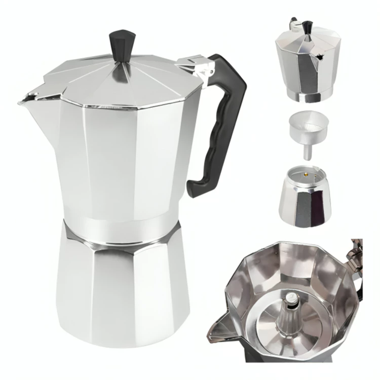 Cafeteira Italiana Alumínio 3/6/9 Xícaras Aço Decorada Top Cafeteira Rápida