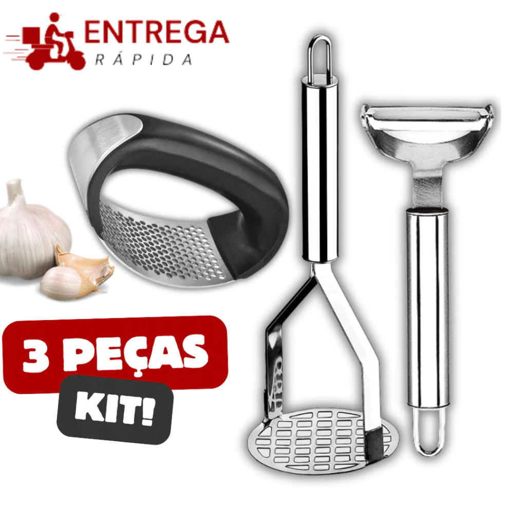 kit 3 peças amassador espremedor e descascador kit 3 peças amassador espremedor e descascador