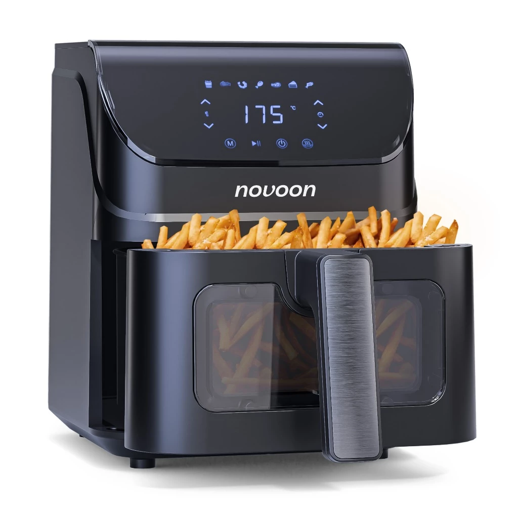 Fritadeira Air Fryer Novoon 4,5 Litros Digital Alta Potência 1400W, Sem Óleo, Assa e Reaquece 3 em 1
