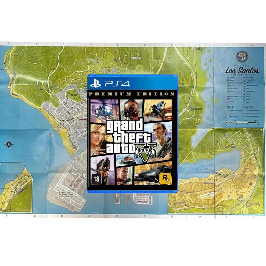 GTA V para PS4 (mídia física com mapa)