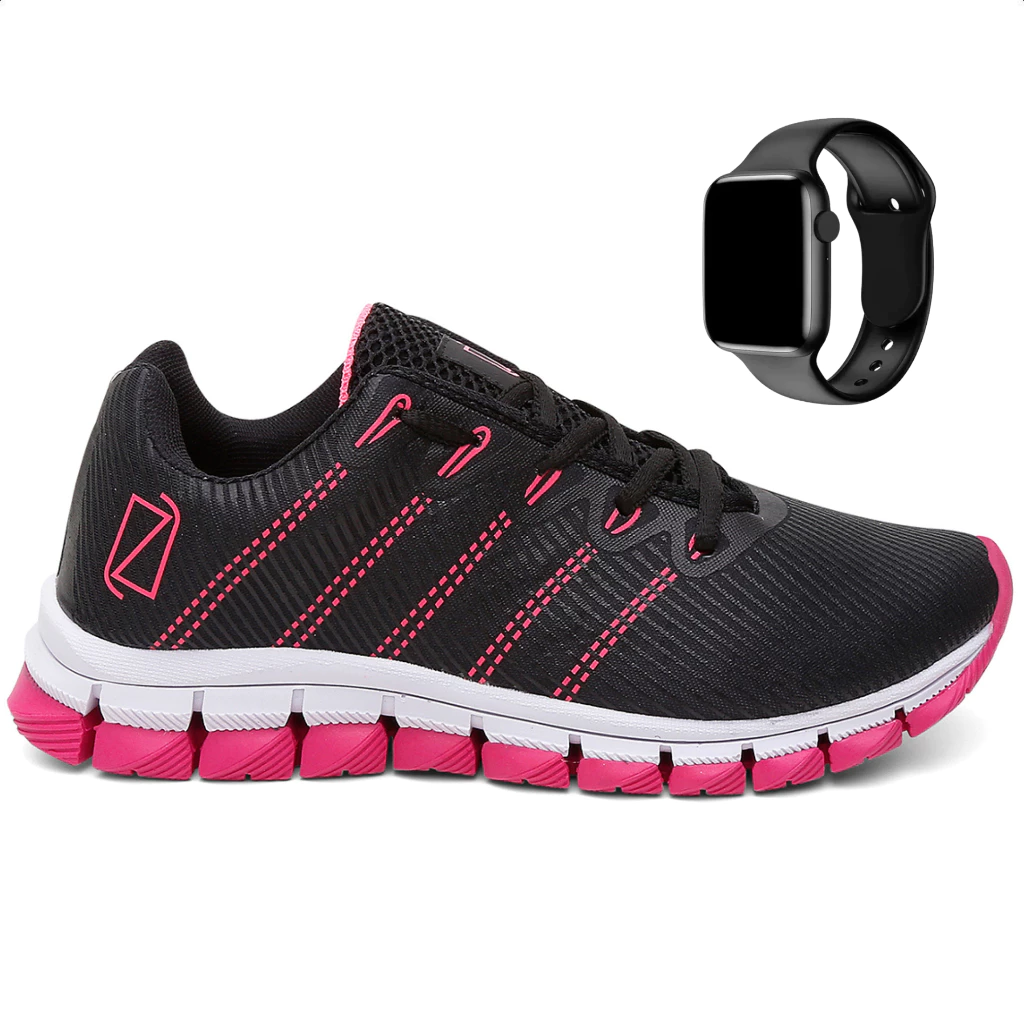 Tênis Feminino Leve Confortável Moda Blogueira Academia Caminhada Corrida Solado Macio + Relógio Digital