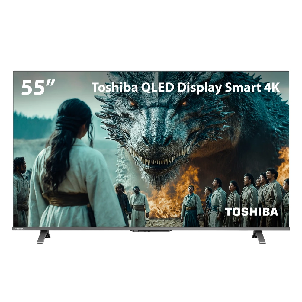 Smart TV QLED 55 4K Toshiba 55C450NS Google TV 3 HDMI 2 USB Wi-Fi