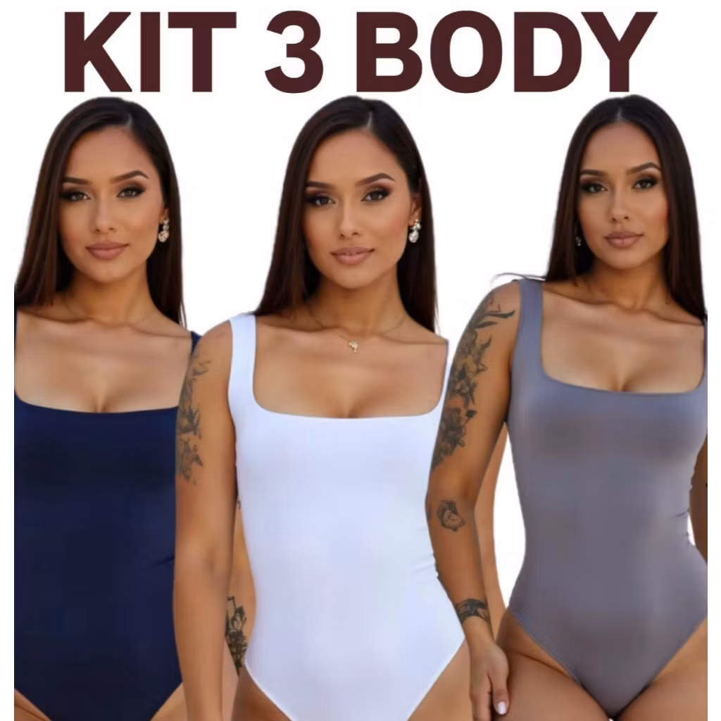 Body suplex decote quadrado modelador com forro feminino