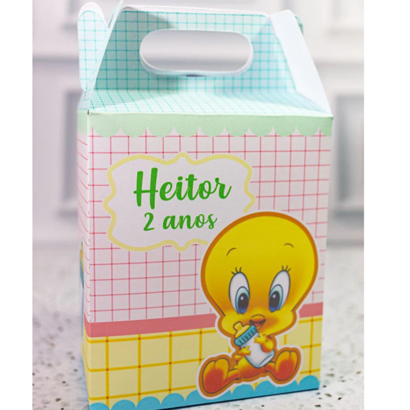 Caixinha Maleta Baby Looney Tunes para Festa Personalizada - Lembrancinha para Festa