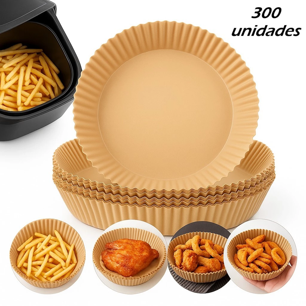 Kit Forma Air Fryer De Papel descartável Antiaderente Fritadeira Cozimento Protetor Forro Tapete