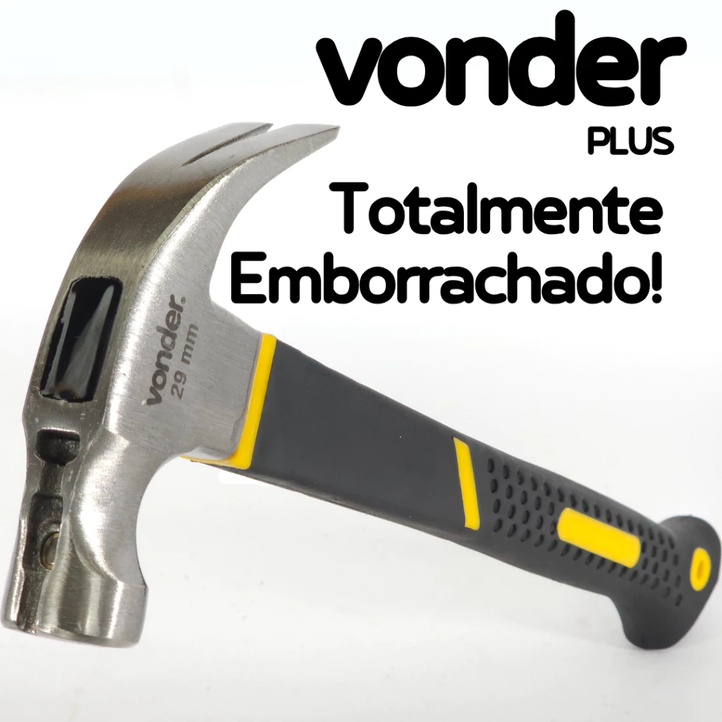 Martelo Unha IMÃ - 32 cm e 740 g - Profissional Cabo de Fibra TODO Emborrachado INOX 20 OZ - VONDER