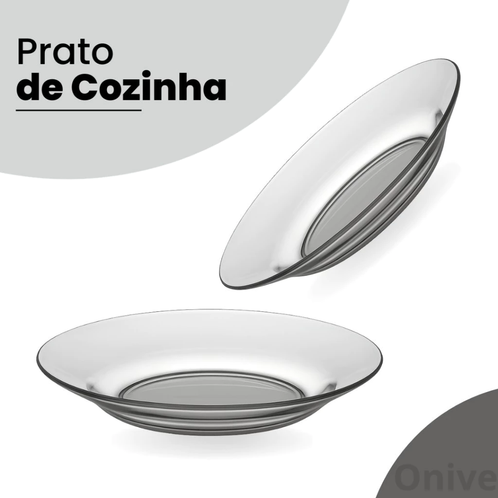 Kit 12 Pratos De Vidro Fundo Transparente