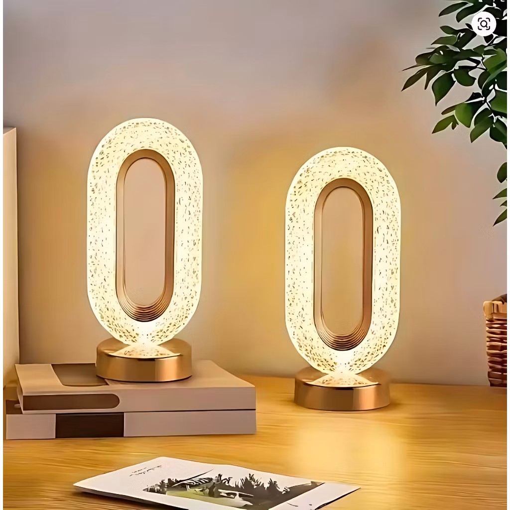 Luminária Abajur de Mesa Lâmpada Quarto Luxuosa Recarregavel Acrílico 3 Tons de Led