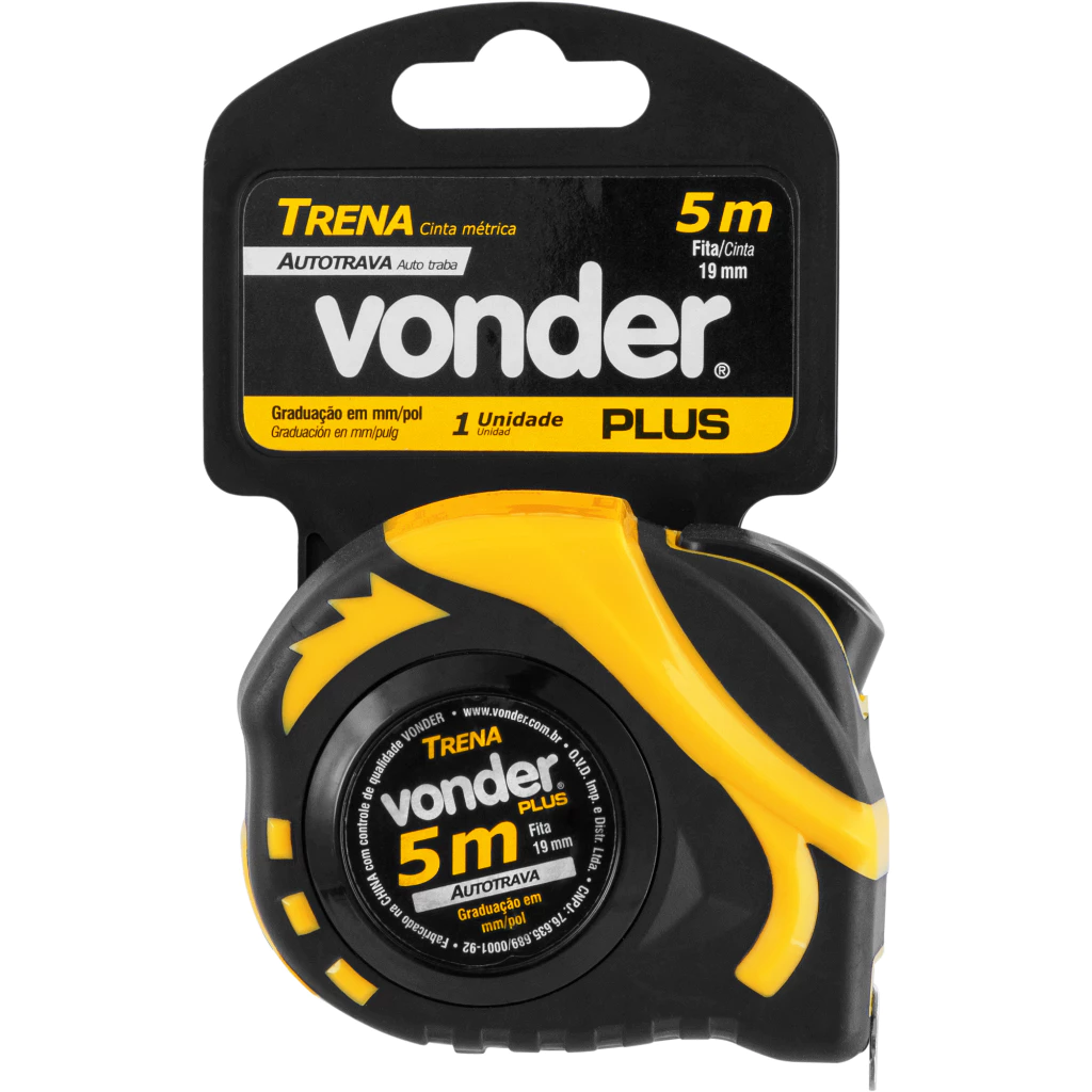 Trena 5 Metros 5M Vonder Emborrachada Profissional Auto-Trava Oferta