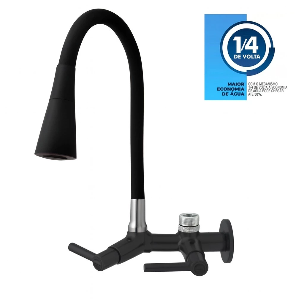 Torneira em Metal /abs Preta Cozinha parede Filtro Purificador 1/2"ou 3/4'' CORPO PRETO TPM