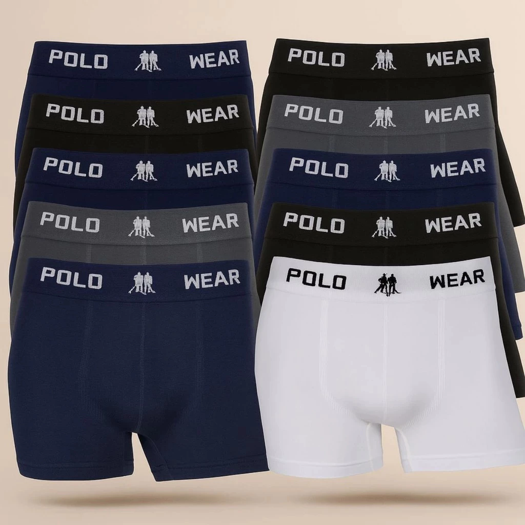 Kit 5 ou 10 Cuecas Boxer Masculinas Polo Wear Microfibra
