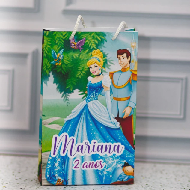 MINI Sacola Surpresa CINDERELA Lembrancinha Personalizada- Festa Infantil - Pegue e Monte - Mimo Decorativo