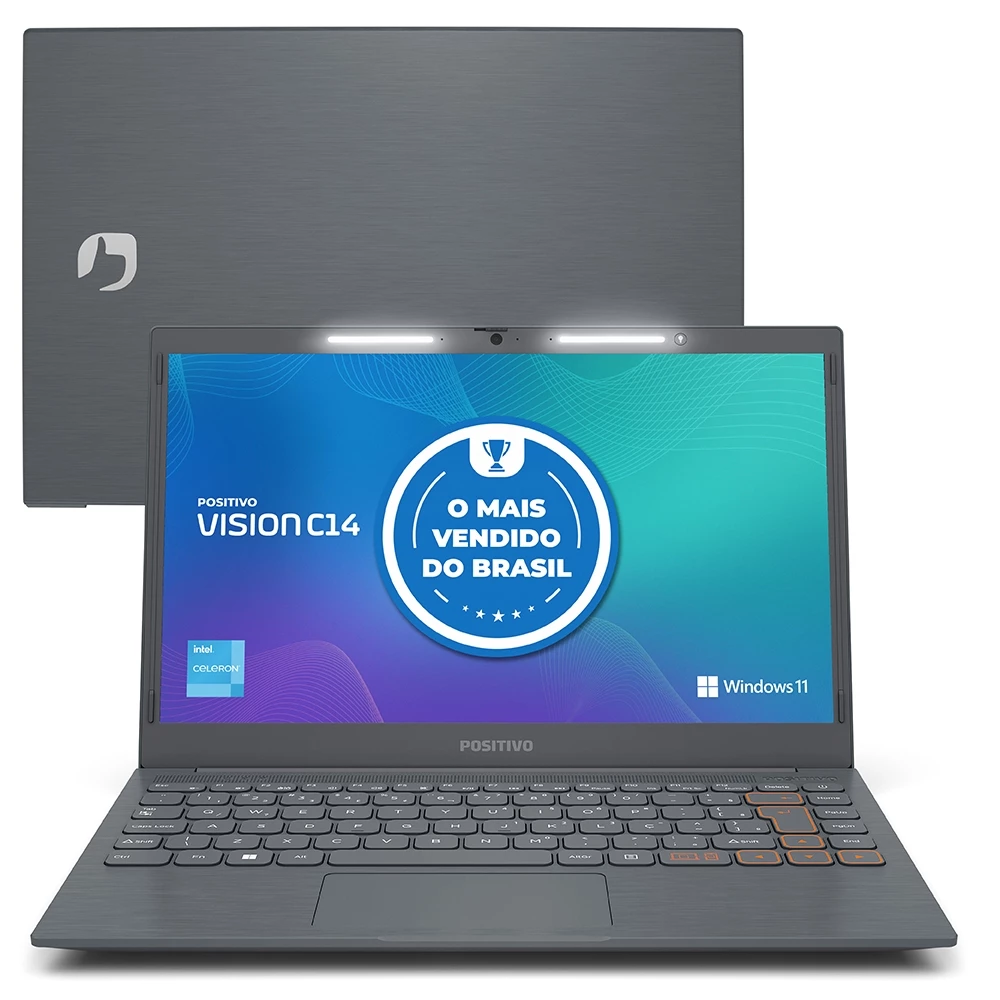 Notebook Positivo Vision C14 Lumina BAR Intel Celeron N4500 Windows 11 Home 8GB RAM 128GB eMMC 14