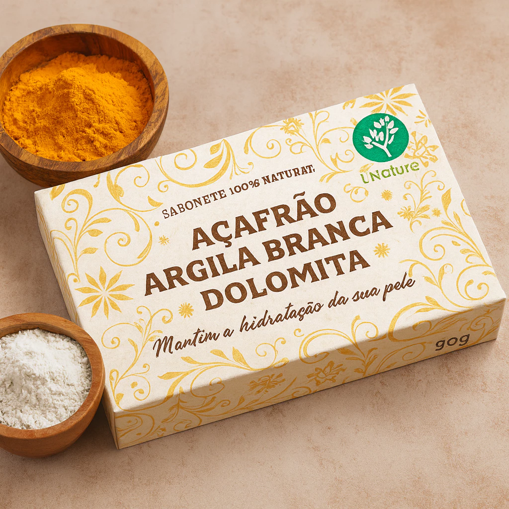 Sabonete Natural Açafrão Argila Branca Dolomita