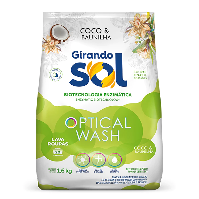 Sabão em pó 1,6 KG Coco e baunilha lava roupas pó Girando Sol sabao po de coco baunilha