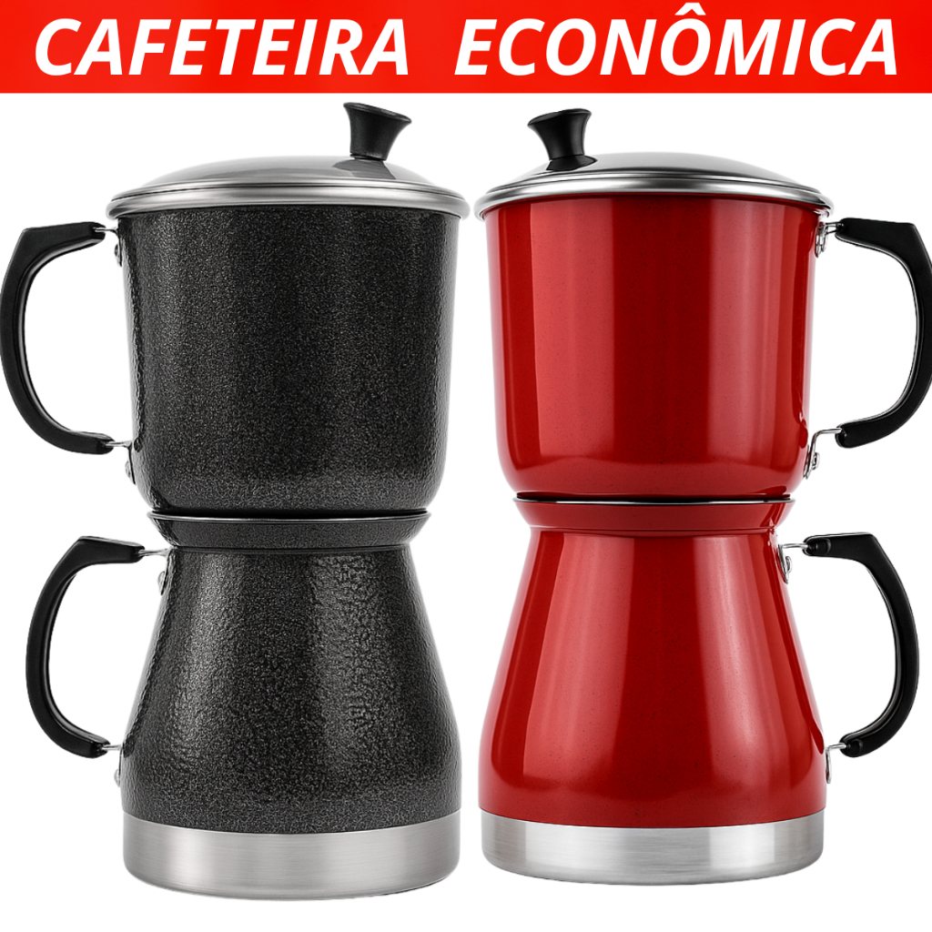 Cafeteira Italiana Econômica Alumínio Manual Com Filtro - 1,5 Litros