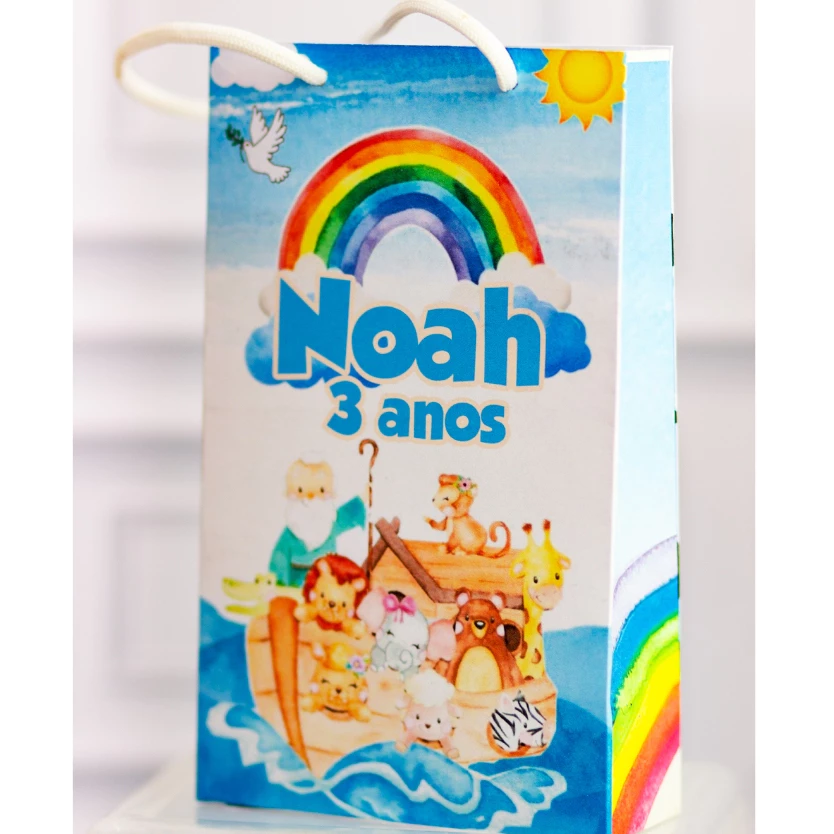 MINI Sacolinha Surpresa Personalizada ARCA DE NÓE - Lembrancinha Personalizada - Festa Infantil - Pegue e Monte - Mimo