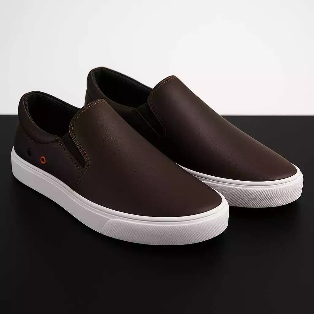 Tênis Sapatênis Iate Original Slip on Calce Fácil Hype Shoes Com Ilhós - Café - Unissex