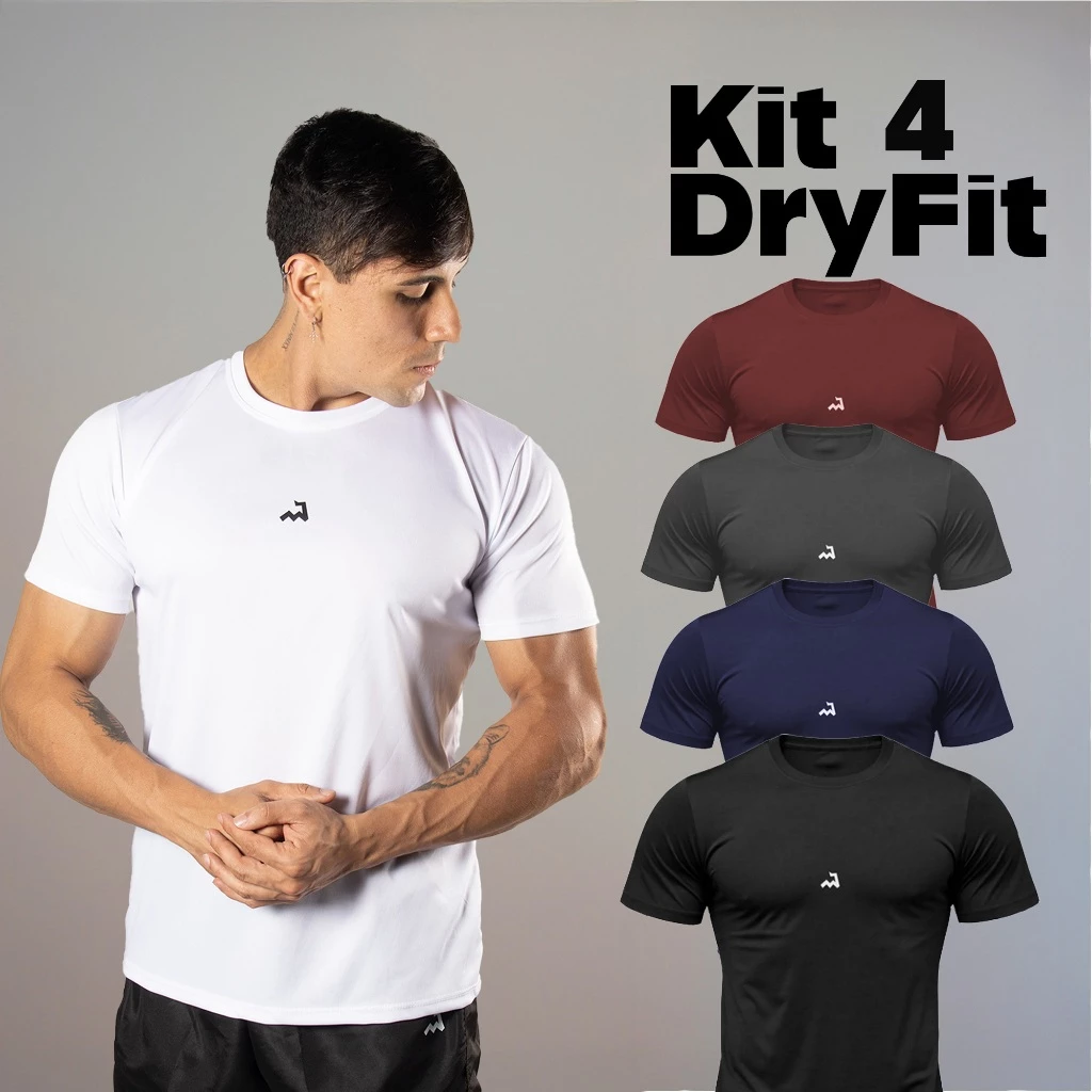 Kits 4 Camisetas Masculinas Dry Fit Academia