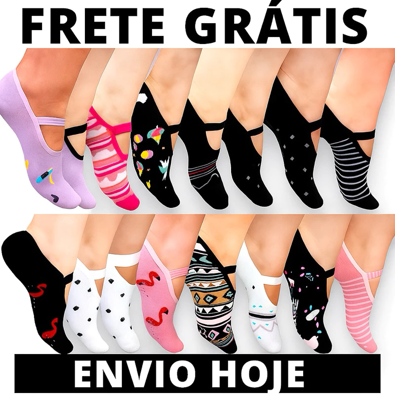Kit Pares Meias Sapatilha Antiderrapante 35/40 Atoalhada Pilates Yoga e Hidroginástica Conforto Premium Envio imediato