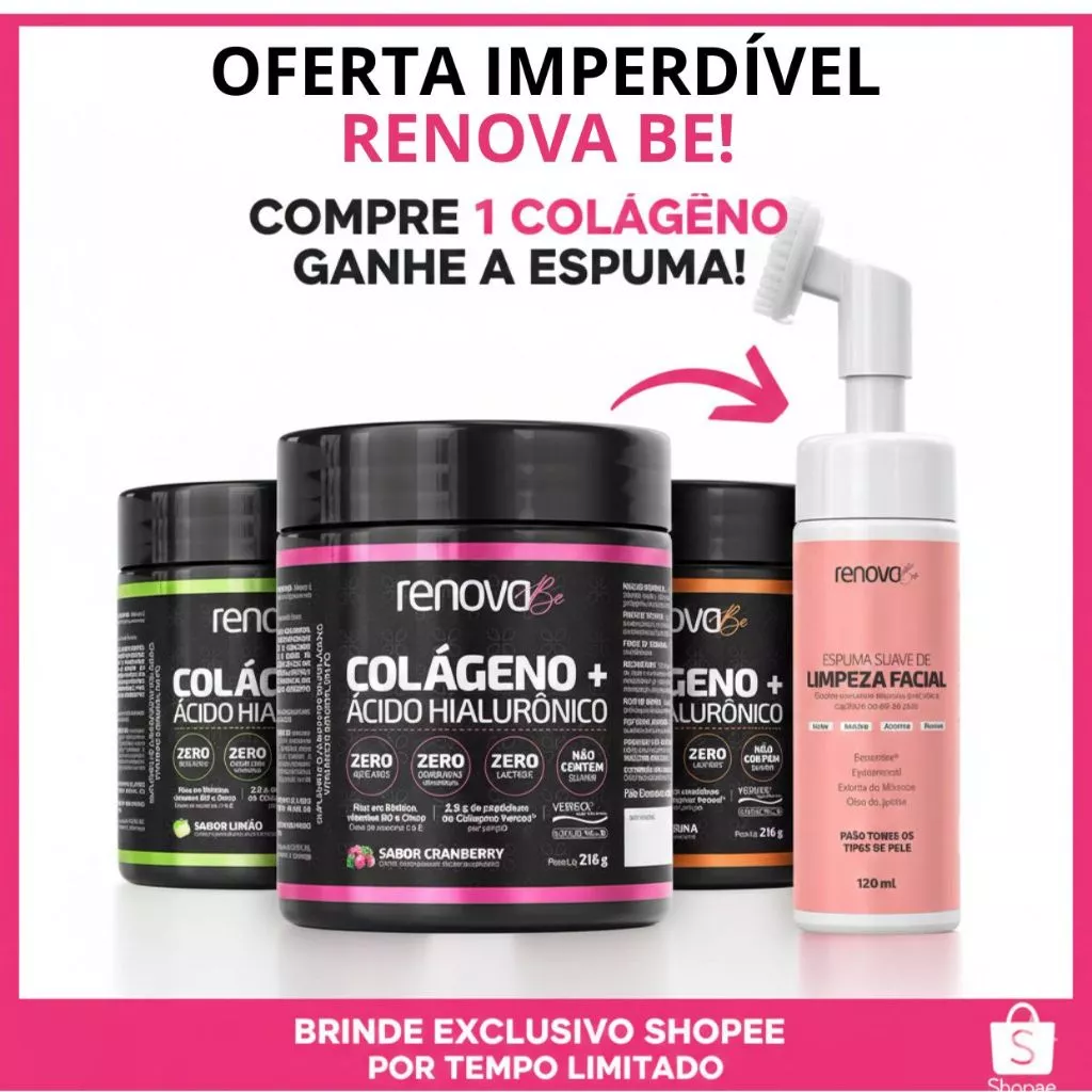 Colágeno Renova be + Espuma Facial Renova be  de Brinde Grátis- Promoção Limitada