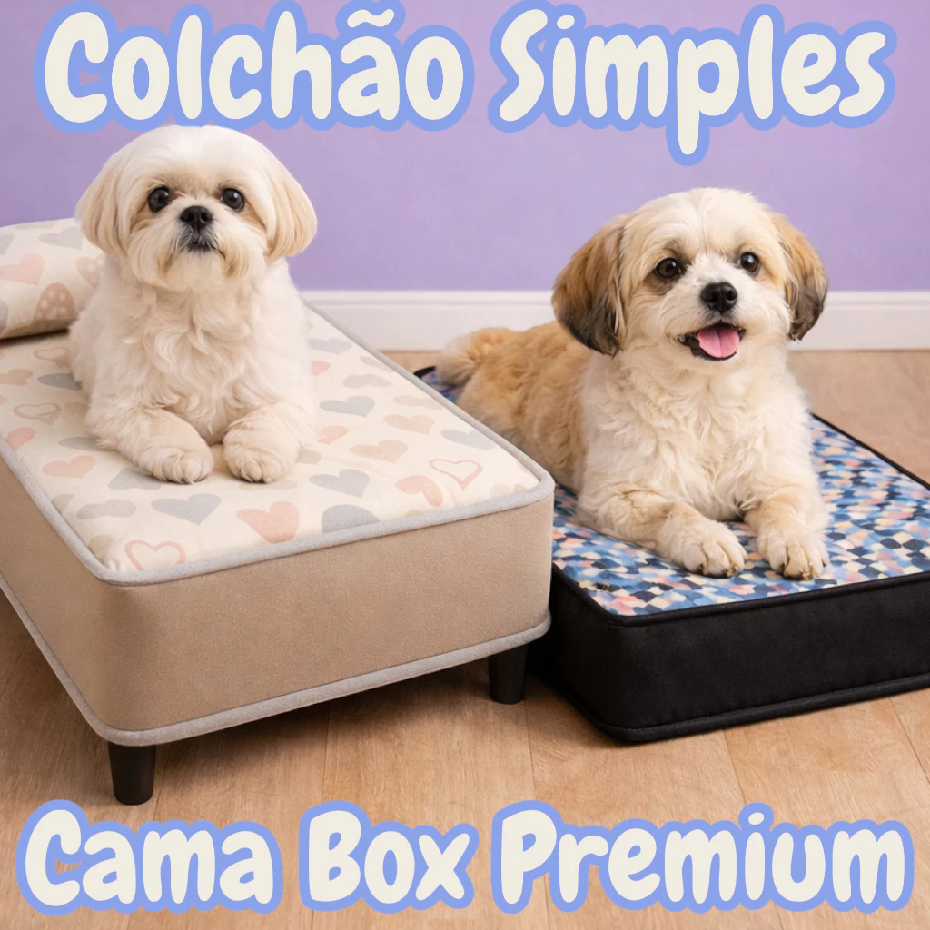 CAMA BOX OU COLCHÃO MEDIO para Cachorro Ortopédica Impermeável Até 50kg Caminha Pet Conforto Premium