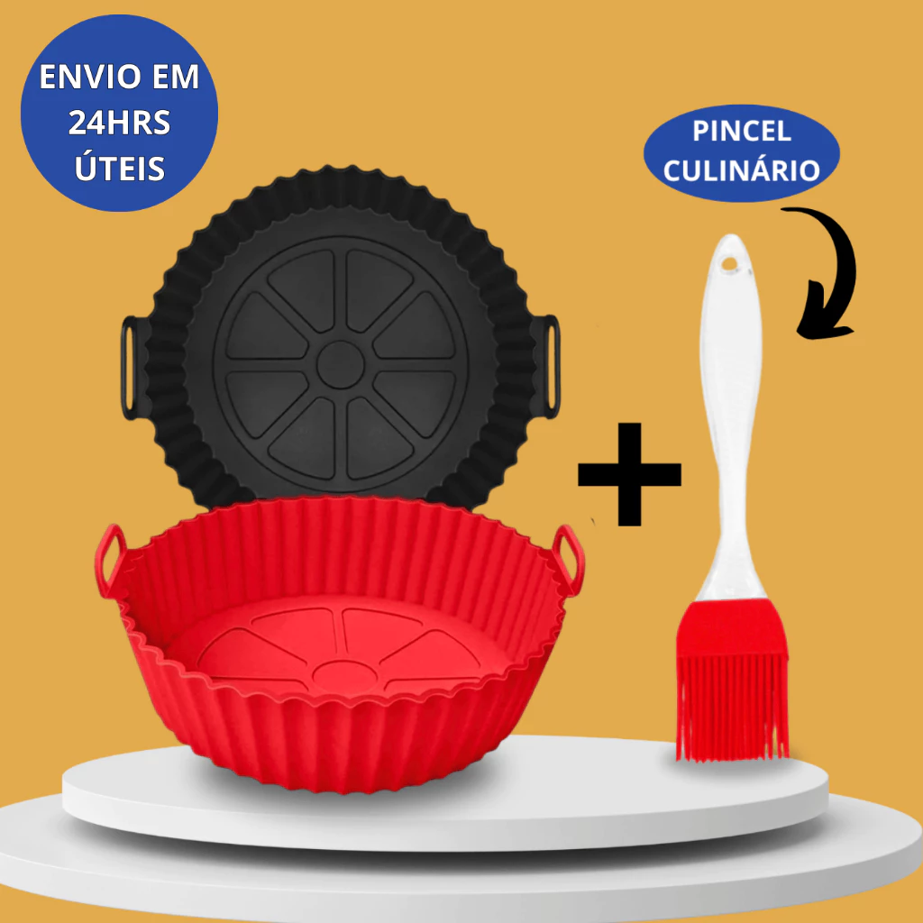 Kit 2/4/6 Forma Para Air Fryer De Silicone Antiaderente Forno Microondas + Pincel Culinário