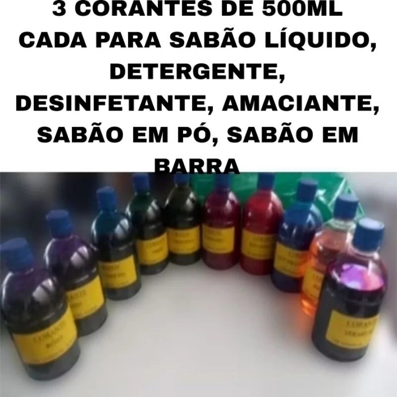 3 Corantes para Sabão Líquido, Detergente, Desinfetante, Amaciante, Sabão em PÓ, Sabão em PÓ C27
