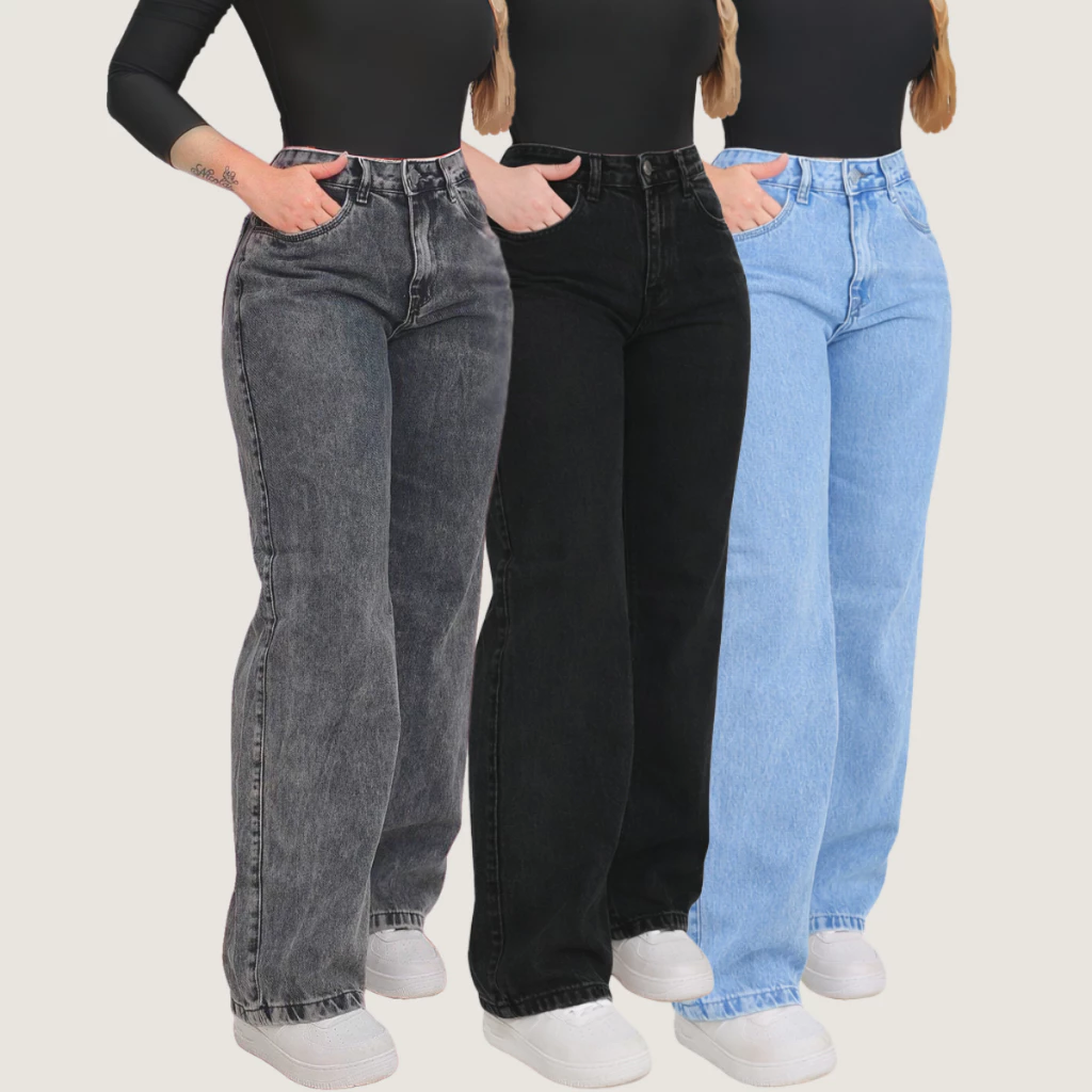 Calça Wide Leg Juvenil Calca Jeans Feminina Pantalona
