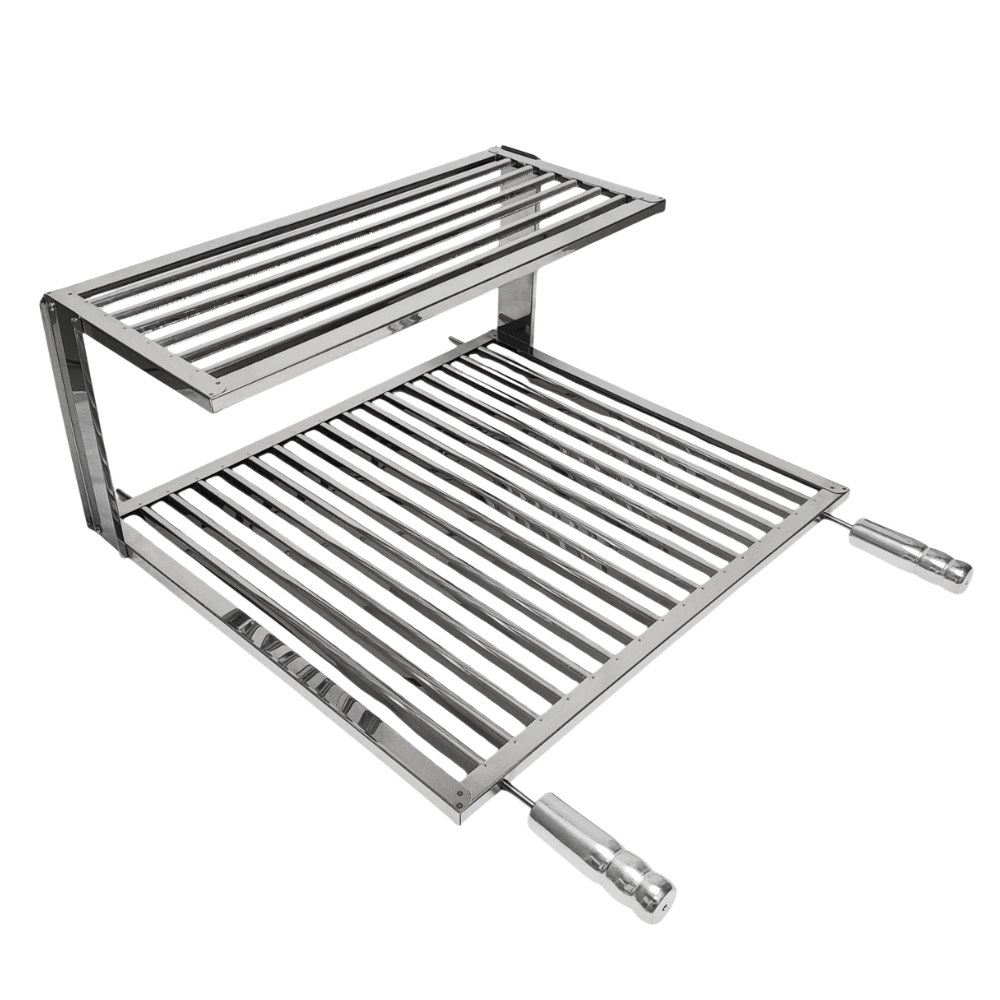 Grelha Uruguaia Parrilla Inox Para Churrasco Com Descanso Auxiliar Resistente Premium