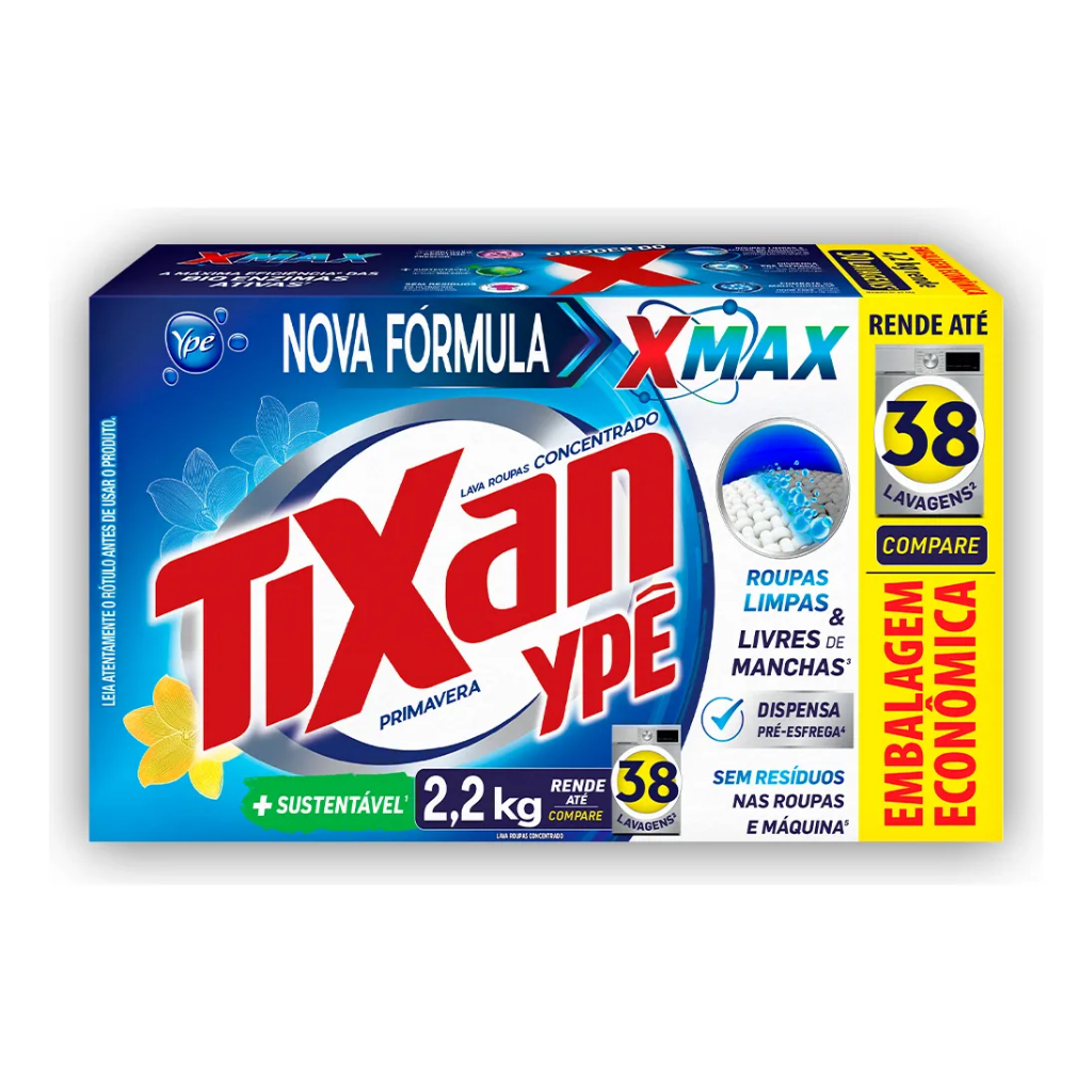 Sabão em pó Ypê Tixan em pó primavera lavanda antibacterial caixa 2.2 kg