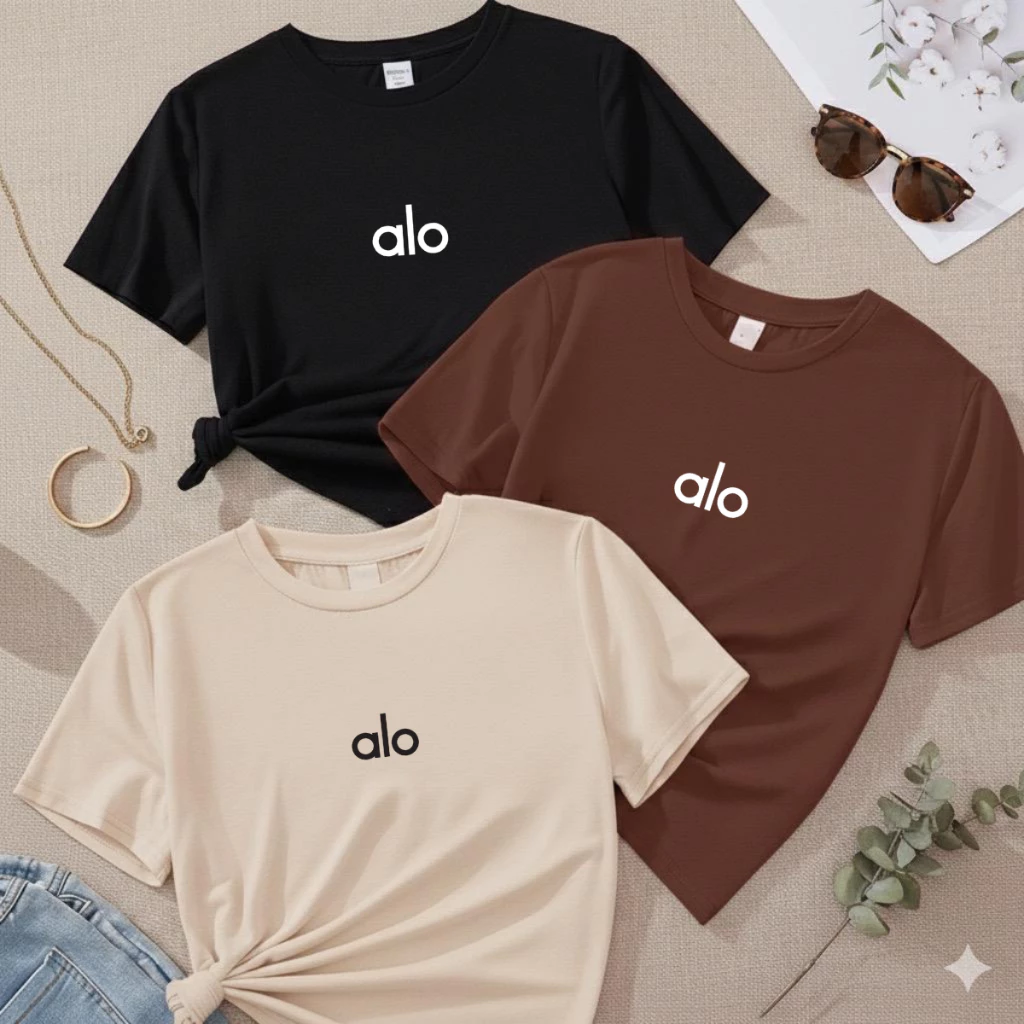 Kit 3 Camiseta Feminina 100% Algodão Estampada T-Shirt Treino Yoga Caminhada Casual