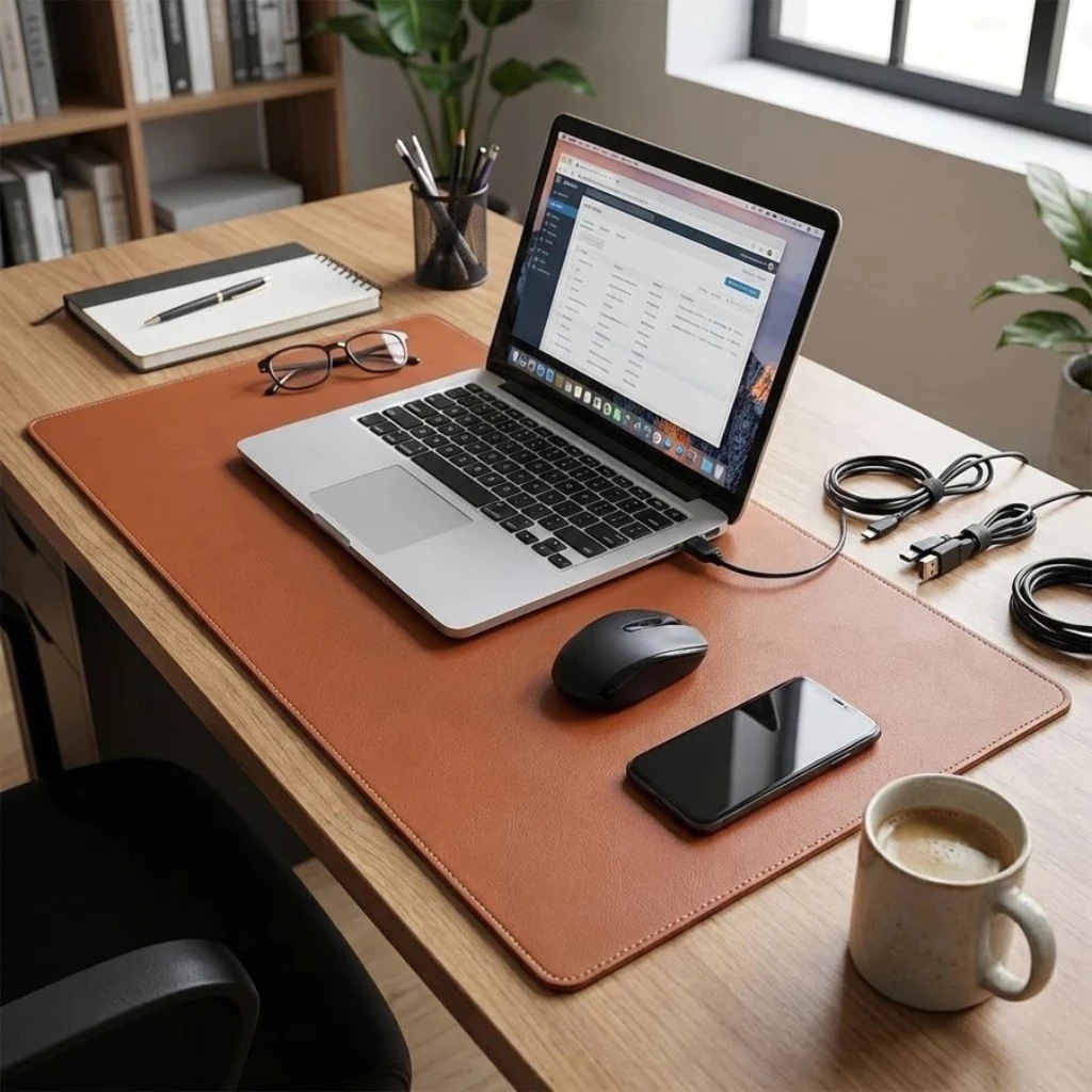 Desk pad de couro gigante antiderrapante