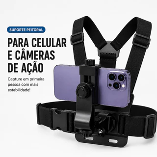 Suporte Peitoral para Celular Compatível com Câmeras de Ação Rotação 360° POV Primeira…