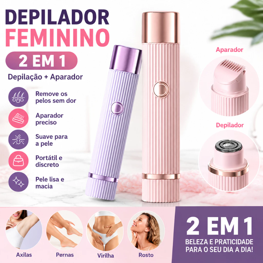 Depilador Eletrico Feminino Aparador De Pelos Navalha Dupla Recarregável