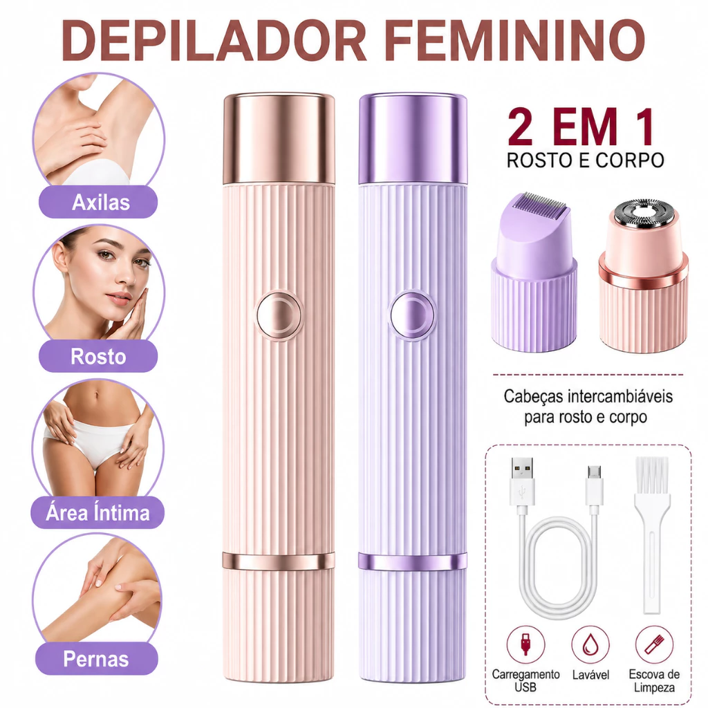 Depilador elétrico recarregável feminino, lâmina dupla, sem fio, portátil, pernas, axilas e ferramenta de remoção de pel