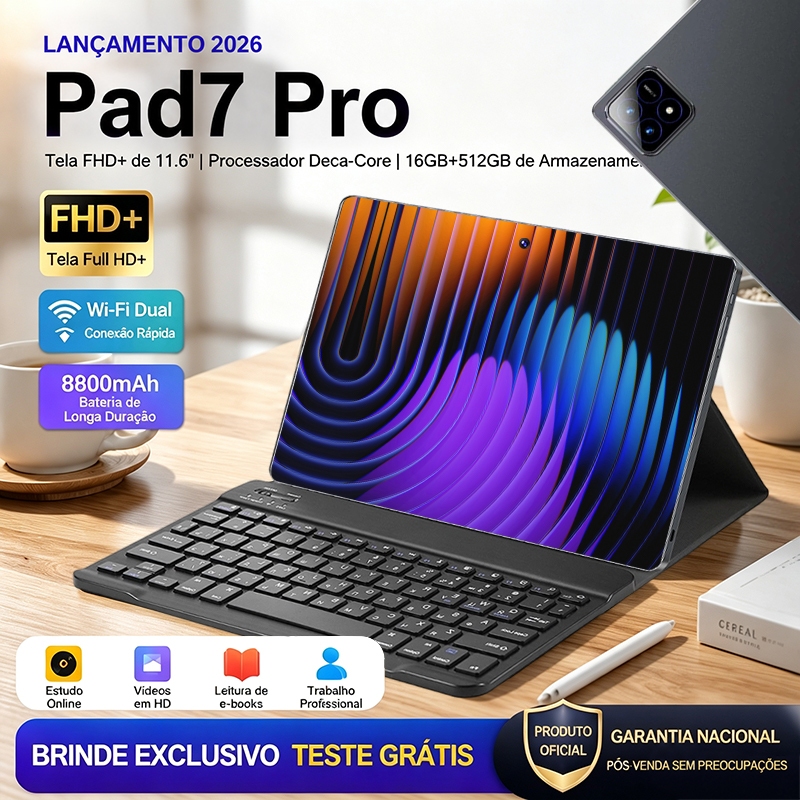 Tablet Pad7 Pro 16GB+512GB 11.6" 3.2K 144Hz Dual SIM Card 8800 mAh Android 15 WIFI 5G Tablets para jogos tablet Android